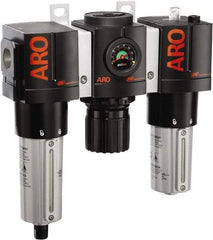 ARO/Ingersoll-Rand - 1" NPT Port Heavy Duty 3 Piece Filter-Regulator-Lubricator FRL Unit - Metal Bowl, 215 SCFM, 250 Max psi, 10.75" High x 11.102" Long, Automatic Drain - Americas Industrial Supply