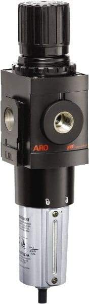 ARO/Ingersoll-Rand - 3/4" NPT Port Heavy Duty 1 Piece Filter/Regulator FRL Unit - Metal Bowl, 236 SCFM, 250 Max psi, 13.642" High x 4.091" Long, Manual Drain - Americas Industrial Supply