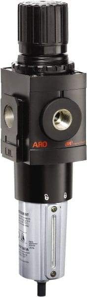 ARO/Ingersoll-Rand - 1" NPT Port Heavy Duty 1 Piece Filter/Regulator FRL Unit - Metal Bowl, 250 SCFM, 250 Max psi, 13.642" High x 4.091" Long, Manual Drain - Americas Industrial Supply
