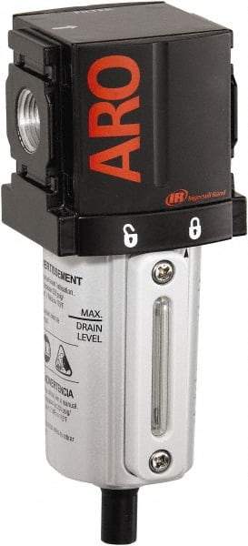 ARO/Ingersoll-Rand - 3/8" Port Coalescing Filter - Metal Bowl, Manual Drain, 250 Max psi, 0.3 Micron Rating, 2.205" Long x 2.244" Wide x 6.161" High - Americas Industrial Supply