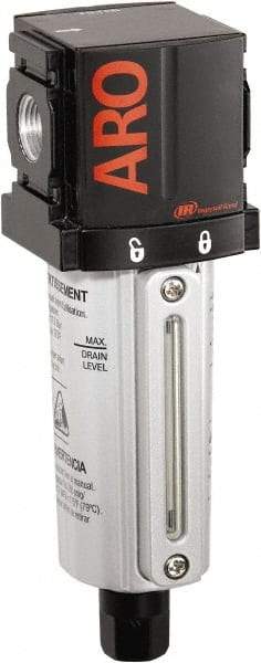 ARO/Ingersoll-Rand - 3/8" Port Coalescing Filter - Metal Bowl, Automatic Drain, 250 Max psi, 0.3 Micron Rating, 2.205" Long x 2.244" Wide x 7.028" High - Americas Industrial Supply