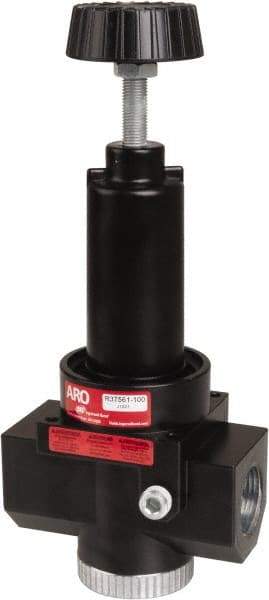 ARO/Ingersoll-Rand - 1 NPT Port, 500 CFM, Zinc Body Super-Duty Regulator - 0 to 125 psi Range, 300 Max psi Supply Pressure, 1/4" Gauge Port Thread, 2.62" Wide x 10.31" High - Americas Industrial Supply