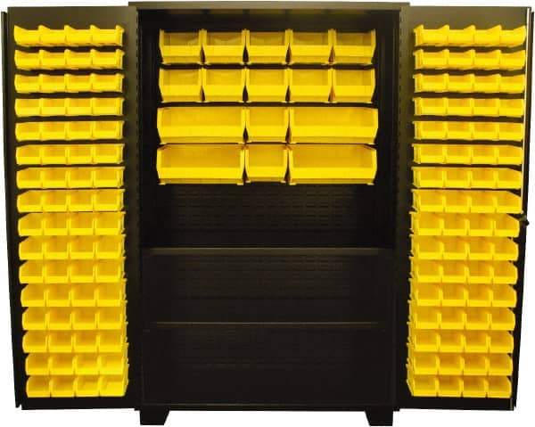 Jamco - 2 Shelf 144 Bin Storage Cabinet - Steel, 48" Wide x 24" Deep x 78" High, Black - Americas Industrial Supply