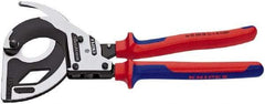 Knipex - 12-1/4" OAL, 24 AWG Capacity, Cable Cutter Pliers - Ratchet Head, Comfort Grip Handles, with Spring - Americas Industrial Supply