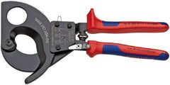 Knipex - 11" OAL, 24 AWG Capacity, Cable Cutter Pliers - Ratchet Head, Comfort Grip Handles, with Spring - Americas Industrial Supply