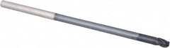 Accupro - 1/4" Diam, 3/8" LOC, 3 Flute Solid Carbide Ball End Mill - AlTiN Finish, Single End, 6" OAL, 1/4" Shank Diam, Spiral Flute - Americas Industrial Supply