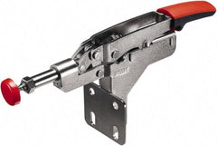 Bessey - 450 Lb Load Capacity, Flanged Base, Carbon Steel, Standard Straight Line Action Clamp - 4 Mounting Holes, 0.33" Plunger Diam, Straight Handle - Americas Industrial Supply