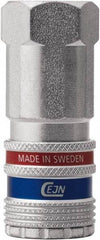 CEJN - 1/4 Female NPT Asian Pneumatic Hose Safety Coupler - Steel/Brass, 1/4" Body Diam, 1/4" Hose ID - Americas Industrial Supply