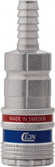 CEJN - Hose Barb Industrial Pneumatic Hose Safety Coupler - Steel/Brass, 1/4" Body Diam, 1/4" Hose ID - Americas Industrial Supply