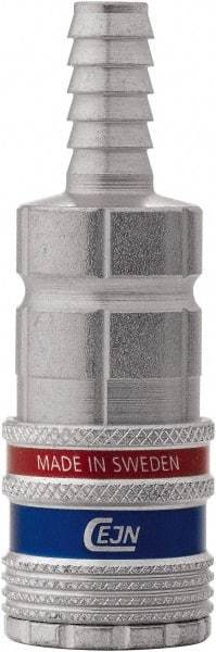 CEJN - Hose Barb European High Flow Pneumatic Hose Safety Coupler - Steel/Brass, 1/4" Body Diam, 1/2" Hose ID - Americas Industrial Supply