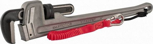 Proto - 24" Aluminum Tethered Straight Pipe Wrench - 4" Pipe Capacity - Americas Industrial Supply