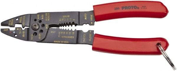 Proto - 22 to 10 AWG Capacity Tethered Wire Stripper/Crimper - 8-1/2" OAL - Americas Industrial Supply