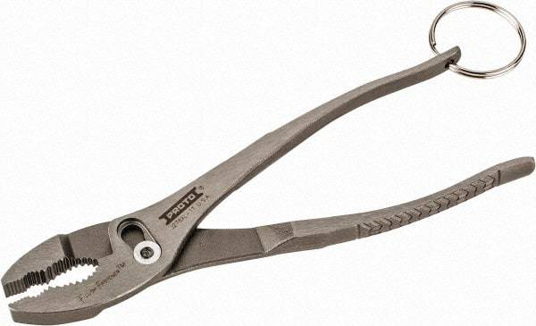 Proto - 8" OAL, 2-3/32" Jaw Length, 1-5/16" Jaw Width, Tethered, Slip Joint Pliers - 2 Positions, Slip Joint Head, Slip Joint Plier Tool - Americas Industrial Supply