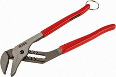 Proto - 12" OAL, 2-1/2" Jaw Width, 7 Position Tethered Tongue & Groove Pliers - V-Jaws, Vinyl Handles - Americas Industrial Supply