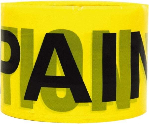 TRIMACO - 300' Long x 3" Wide Roll, PVC, Yellow Barricade Tape - Message: Caution - Wet Paint - Americas Industrial Supply