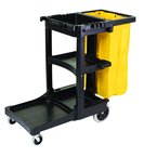 Cleaning Cart w/zipper Red yellow vinyl bag (20.8 gal capacity) Non-marking 8" wheels and 4" casters - Americas Industrial Supply