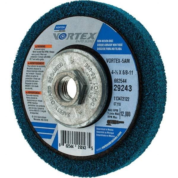 Norton - 4-1/2" Diam, 1/2" Face Width, Medium Grade, Aluminum Oxide Deburring Wheel - Americas Industrial Supply