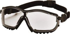 PYRAMEX - Size Universal, Clear Polycarbonate Anti-Fog & Scratch Resistant Lens, Safety Goggles - Direct Vent, Black Nylon Frame - Americas Industrial Supply
