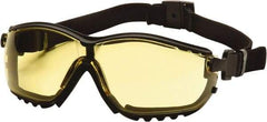 PYRAMEX - Size Universal, Amber Polycarbonate Anti-Fog & Scratch Resistant Lens, Safety Goggles - Direct Vent, Black Nylon Frame - Americas Industrial Supply