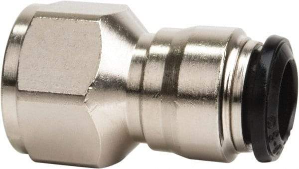 Value Collection - 4mm Outside Diam, 1/8 BSPP, Nickel Plated Brass Push-to-Connect Tube Female Connector - 250 Max psi, Tube to Female BSPP Connection, Buna O-Ring - Americas Industrial Supply