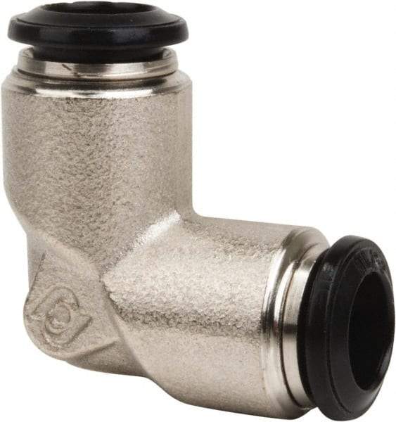 Value Collection - 12mm Outside Diam, Nickel Plated Brass Push-to-Connect Tube Union Elbow - 250 Max psi, Tube to Tube Connection, Buna O-Ring - Americas Industrial Supply