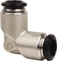 Value Collection - 10mm Outside Diam, Nickel Plated Brass Push-to-Connect Tube Union Elbow - 250 Max psi, Tube to Tube Connection, Buna O-Ring - Americas Industrial Supply