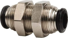 Value Collection - 12mm Outside Diam, Nickel Plated Brass Push-to-Connect Tube Bulkhead Union - 250 Max psi, Tube to Tube Connection, Buna O-Ring - Americas Industrial Supply