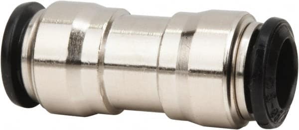Value Collection - 6mm Outside Diam, Nickel Plated Brass Push-to-Connect Tube Union - 250 Max psi, Tube to Tube Connection, Buna O-Ring - Americas Industrial Supply