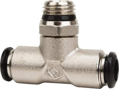 Value Collection - 8mm Outside Diam, 3/8 Universal, Nickel Plated Brass Push-to-Connect Tube Male Swivel Branch Tee - 250 Max psi, Tube to Universal Thread Connection, Buna O-Ring - Americas Industrial Supply