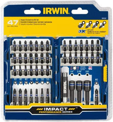 Irwin - 47 Piece, Phillips, Square, Torx, Hex Nutsetter Handle, Drive Set - 1/4 to 3/8" Hex, #1 to #3 - Americas Industrial Supply