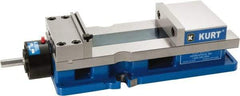 Kurt - 6" Jaw Width, 9" Jaw Opening Capacity, Horizontal Stationary Machine Vise - Reverse Hydraulic Operation, 1 Station, 20.553" Long x 4.86" High x 1-47/64" Deep, 1.735" Jaw Height, 5,250 Lb Max Clamp Force, Ductile Iron - Americas Industrial Supply