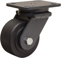 Hamilton - 4" Diam x 2" Wide x 5-5/8" OAH Top Plate Mount Swivel Caster - Nylon, 2,000 Lb Capacity, Sealed Precision Ball Bearing, 4 x 5" Plate - Americas Industrial Supply
