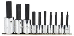 Proto - 10 Piece 3/8 & 1/2" Drive Inch Tethered Hex Bit Socket Set - 1/8 to 5/8" Hex - Americas Industrial Supply