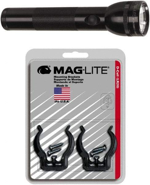 Mag-Lite - Krypton Bulb, Industrial/Tactical Flashlight - Black Aluminum Body, D Batteries - Americas Industrial Supply
