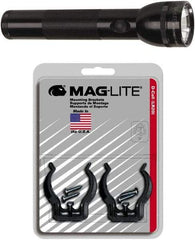 Mag-Lite - Krypton Bulb, Industrial/Tactical Flashlight - Black Aluminum Body, D Batteries - Americas Industrial Supply