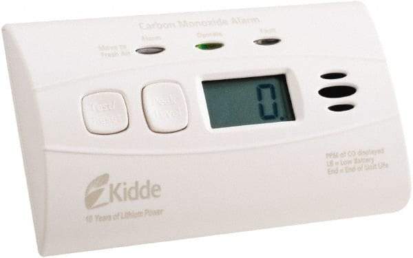 Kidde - 4-1/2 Inch Long x 1-1/2 Inch Wide, CO Alarm - 85 dB Decibel Rating, Lithium Battery Included, Tamper Resistant - Americas Industrial Supply