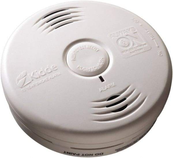 Kidde - 1.6 Inch Long x 5.22 Inch Wide x 5.22 Inch Diameter, Smoke Alarm - 85 dB Decibel Rating, Lithium Battery Included, Indicating Light, Tamper Resistant - Americas Industrial Supply