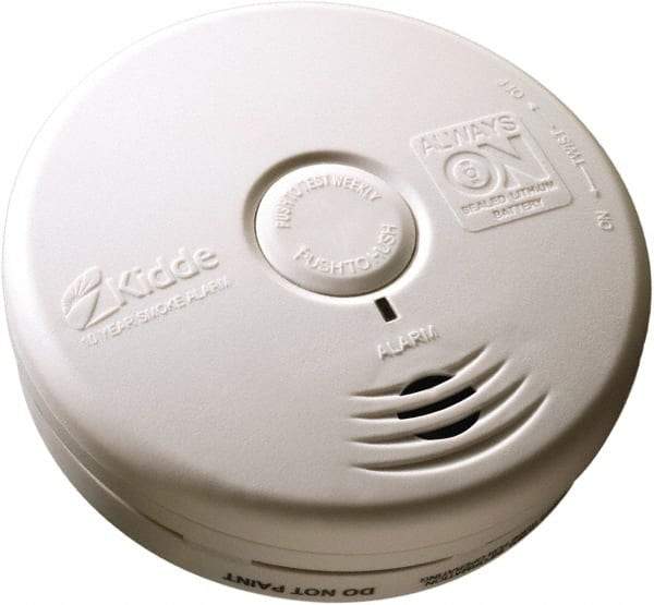 Kidde - 1.6 Inch Long x 5.22 Inch Wide x 5.22 Inch Diameter, Smoke Alarm - 85 dB Decibel Rating, Lithium Battery Included, Wall or Indicating Light, Tamper Resistant - Americas Industrial Supply