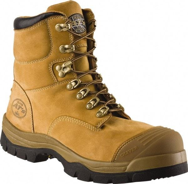 OLIVER - Men's Size 7 Medium Width Steel Work Boot - Wheat, Leather Upper, Rubber Outsole, 6" High, Non-Slip - Americas Industrial Supply
