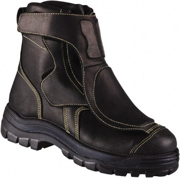 OLIVER - Men's Size 7.5 Medium Width Steel Work Boot - Black, Leather Upper, Rubber Outsole, 6" High, Non-Slip - Americas Industrial Supply