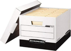 BANKERS BOX - 1 Compartment, 12-3/4" Wide x 10-3/8" High x 16-1/2" Deep, Storage Box - Corrugated Cardboard, White/Black - Americas Industrial Supply