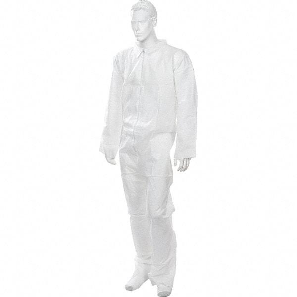 Import - Size L Polypropylene General Purpose Coveralls - White, Zipper Closure, Open Cuffs, Open Ankles - Americas Industrial Supply