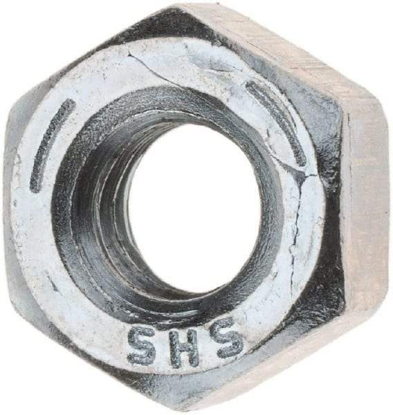 Value Collection - 1/4-20 UNC Steel Right Hand Hex Nut - 7/16" Across Flats, 7/32" High, Zinc Clear Finish - Americas Industrial Supply