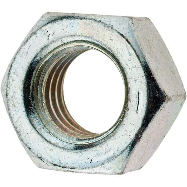 Value Collection - 7/16-14 UNC Steel Right Hand Hex Nut - 11/16" Across Flats, 3/8" High, Zinc Clear Finish - Americas Industrial Supply