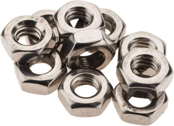 Value Collection - 1/4-20 UNC Stainless Steel Right Hand Machine Screw Hex Nut - 7/16" Across Flats, 7/32" High, Uncoated - Americas Industrial Supply