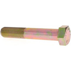 Hex Head Cap Screw: 7/8-14 x 5″, Grade 8 Steel, Zinc Yellow Dichromate Finish Partially Threaded, ASME B18.2.1 & SAE J429