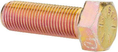 Made in USA - 1/2-20 UNF, 1-1/2" Length Under Head Hex Head Cap Screw - Fully Threaded, Grade 8 Alloy Steel, Zinc Yellow Dichromate Finish, 3/4" Hex - Americas Industrial Supply