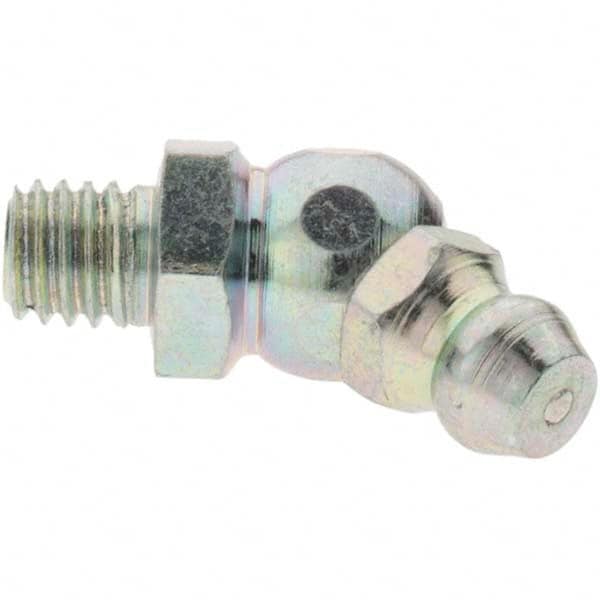 Value Collection - 45° Head Angle, M6x1 Taper Thread Grease Fitting - Zinc Plated Finish - Americas Industrial Supply