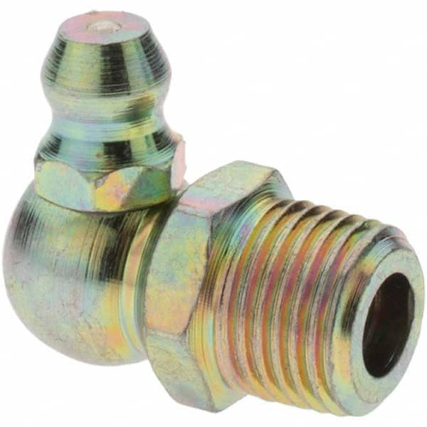 Value Collection - 90° Head Angle, 1/8-27 Standard Grease Fitting - Zinc Plated Finish - Americas Industrial Supply