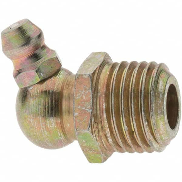 Value Collection - 65° Head Angle, 1/4-18 Standard Grease Fitting - Zinc Plated Finish - Americas Industrial Supply